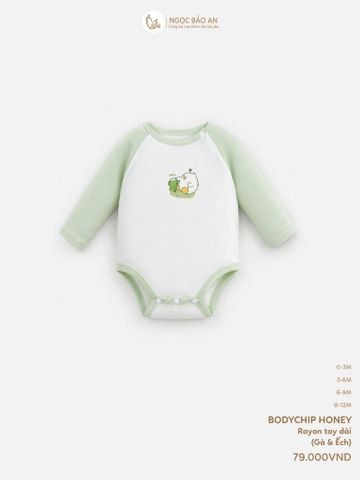 [HONEY] Bodychip tay dài rayon 2 chiều gà và ếch PM