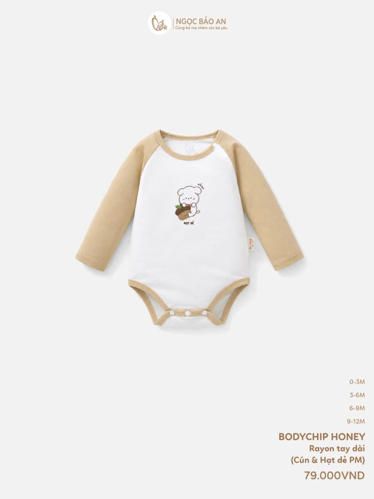 [HONEY] Bodychip tay dài rayon 2 chiều cún và hạt dẻ PM