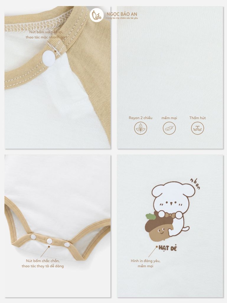 [HONEY] Bodychip tay dài rayon 2 chiều cún và hạt dẻ PM