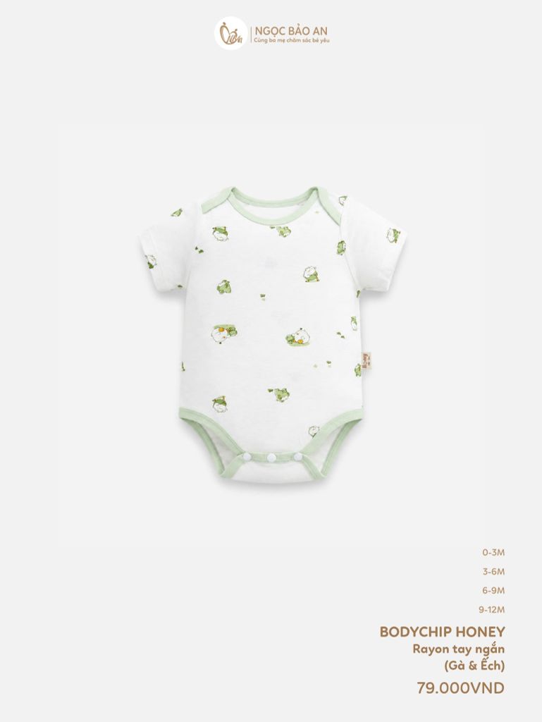 [HONEY] Bodychip tay ngắn rayon 2 chiều gà và ếch