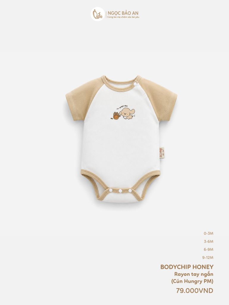 [HONEY] Bodychip tay ngắn rayon 2 chiều cún hungry PM