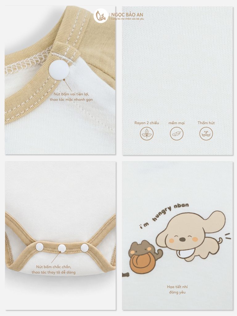 [HONEY] Bodychip tay ngắn rayon 2 chiều cún hungry PM
