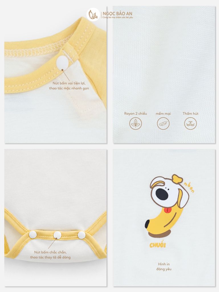[HONEY] Bodychip tay ngắn rayon 2 chiều cún banana PM