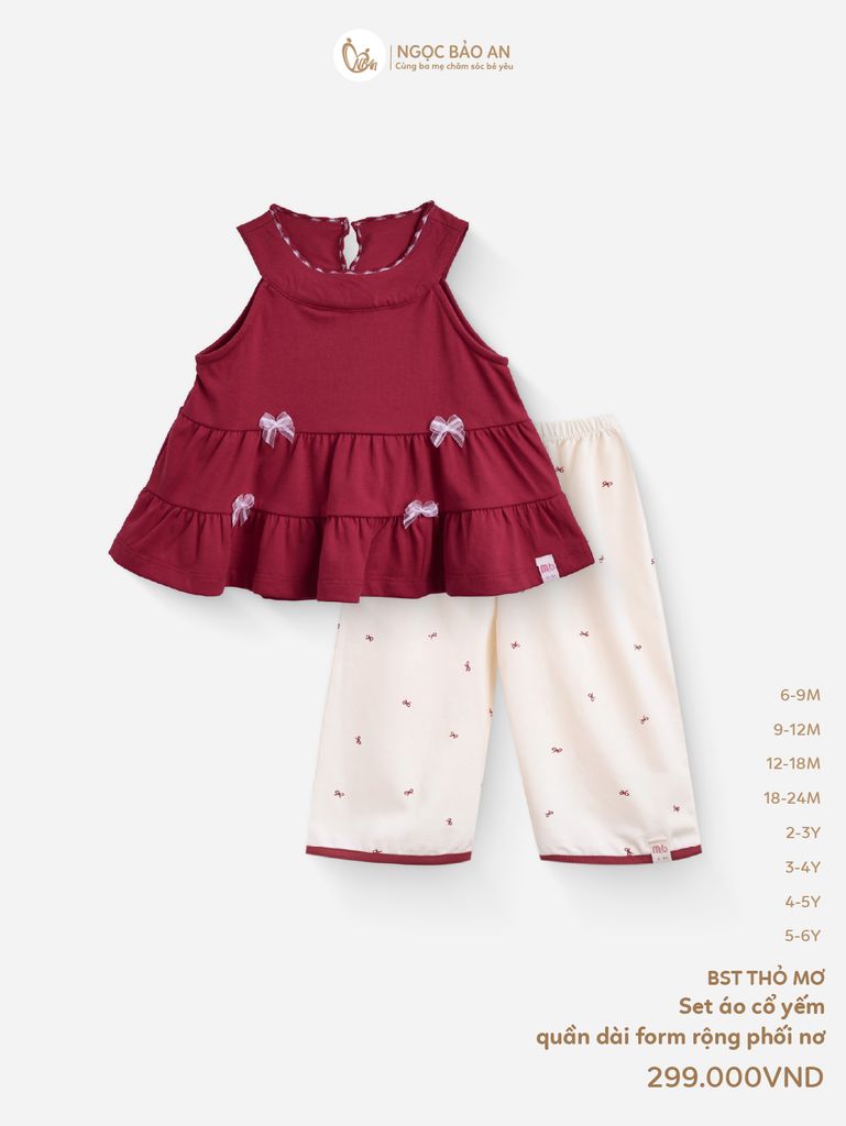 [M&B] BST THỎ MƠ: Set áo cổ yếm quần dài Phối Nơ
