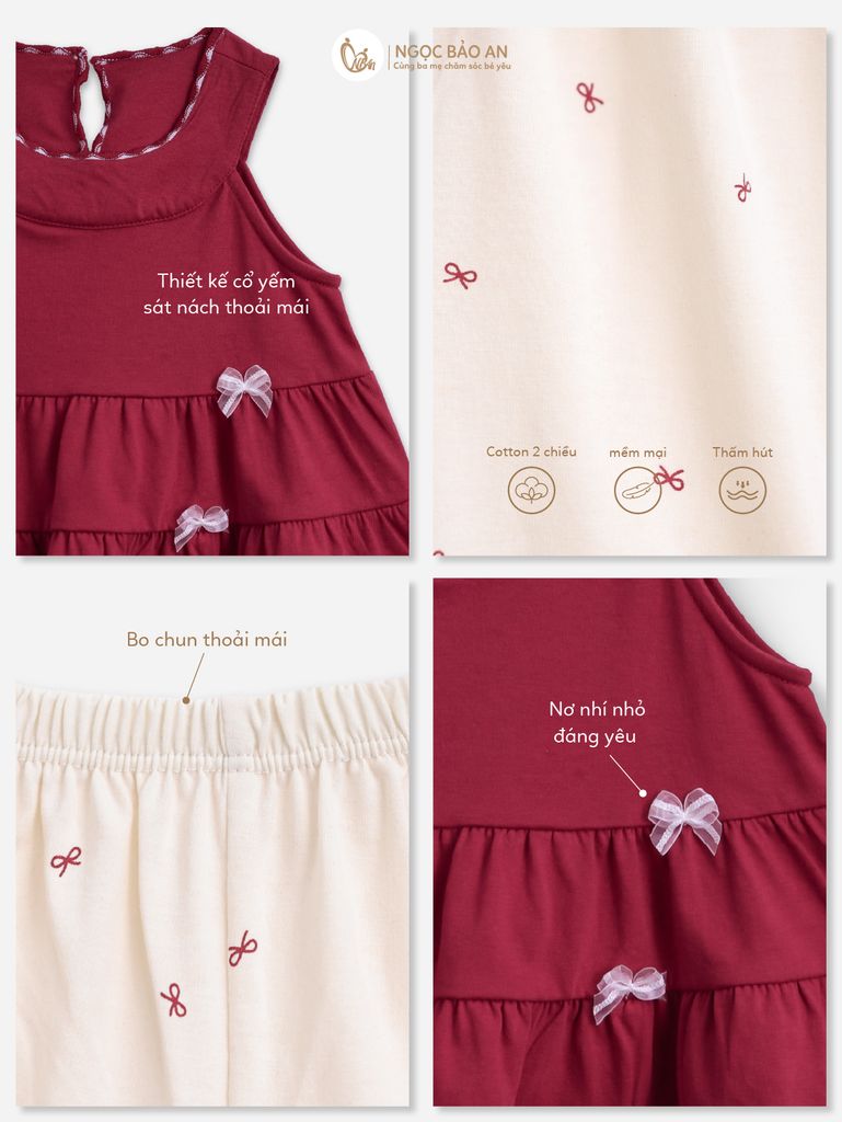 [M&B] BST THỎ MƠ: Set áo cổ yếm quần dài Phối Nơ