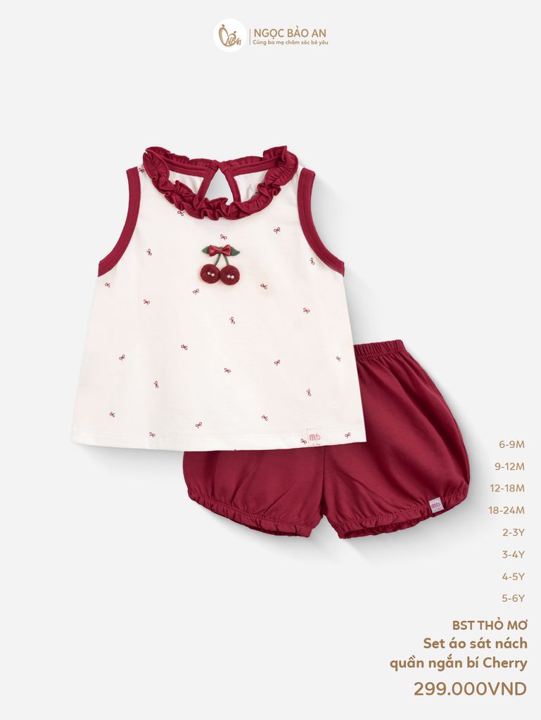 [M&B] BST THỎ MƠ: Set áo sát nách phối quần ngắn bí cherry