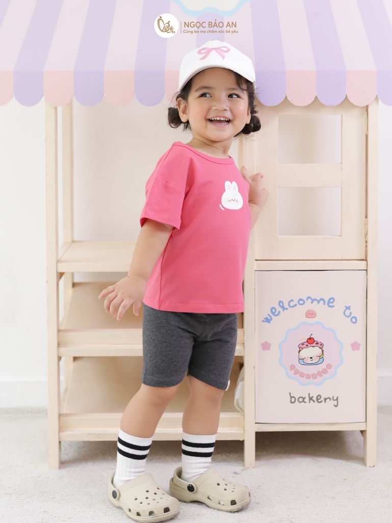 [NGỌC BẢO AN KIDS] Bộ lửng tay ngắn cotton co giãn 4 chiều NBAn Kids cho bé (1-3 tuổi)