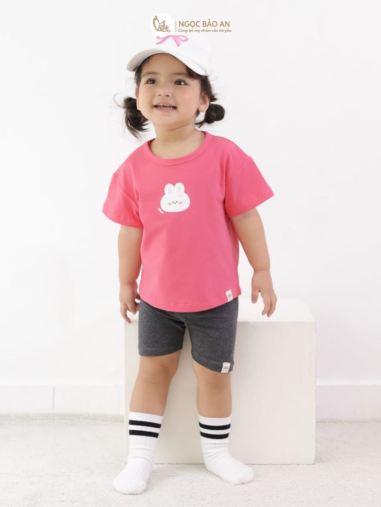 [NGỌC BẢO AN KIDS] Bộ lửng tay ngắn cotton co giãn 4 chiều NBAn Kids cho bé (1-3 tuổi)