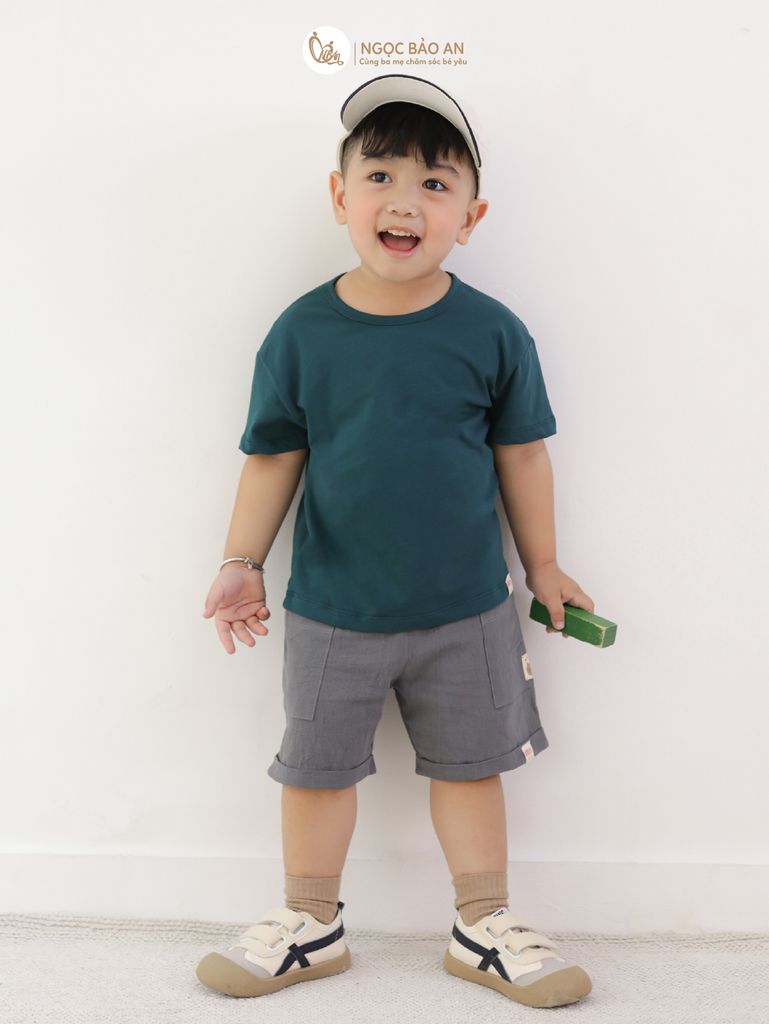 [M&B] Áo thun trơn cotton tay ngắn co giãn 4 chiều M&b nhiều màu sắc cho bé từ 6 tháng đến 6 tuổi