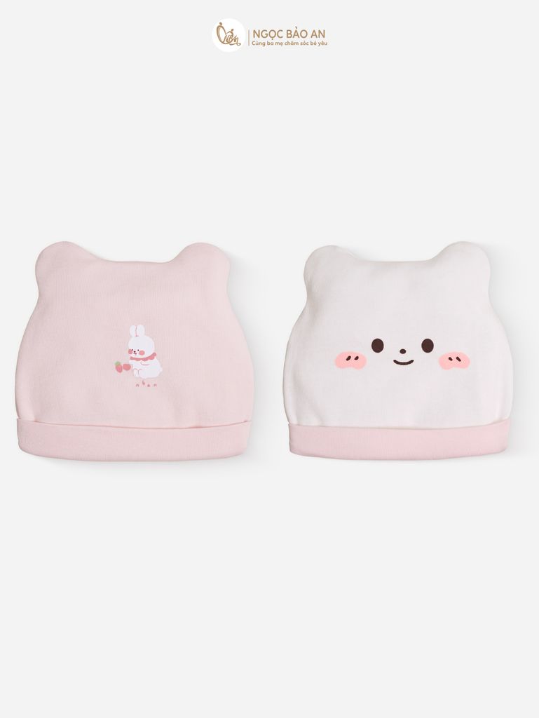 [M&B] Set 2 nón bo cotton M&B in hình họa tiết (Combo Sơ Sinh Cotton 2025)