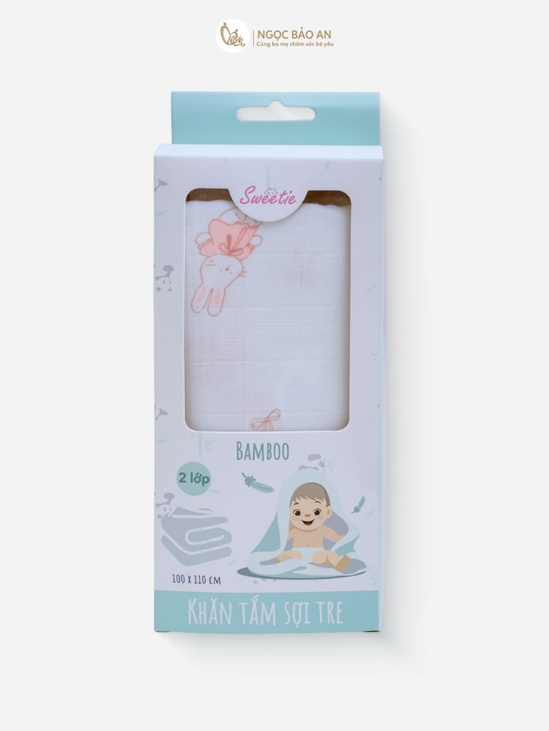 Khăn Bamboo 2 lớp in hình M&B (100x110cm)