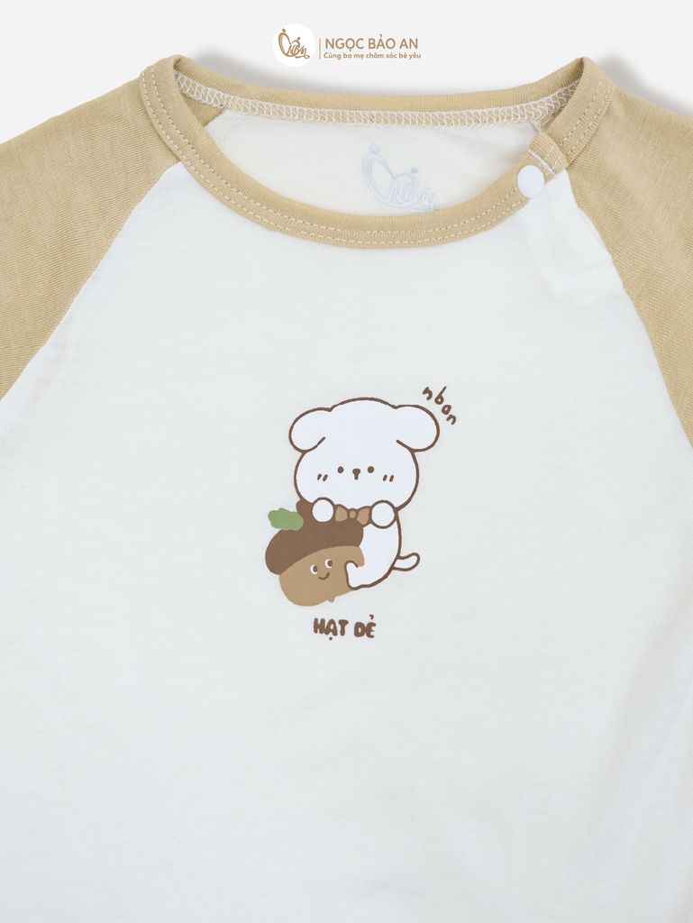 [HONEY] Bộ tay dài rayon 2 chiều cún hungry