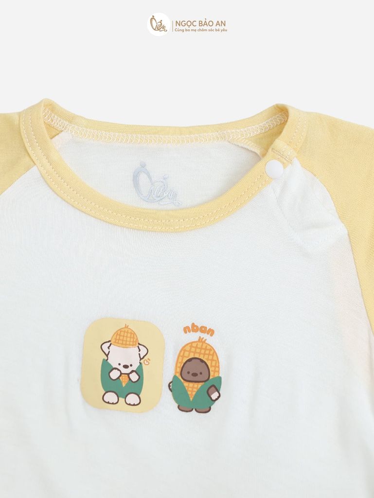 [HONEY] Bộ tay ngắn rayon 2c họa tiết dễ thương cho bé