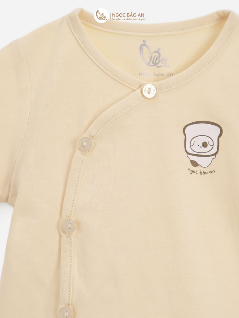 [M&B] Bộ tay dài cài bên tone Vàng cotton M&B cho bé (Combo Sơ Sinh Cotton 2025)