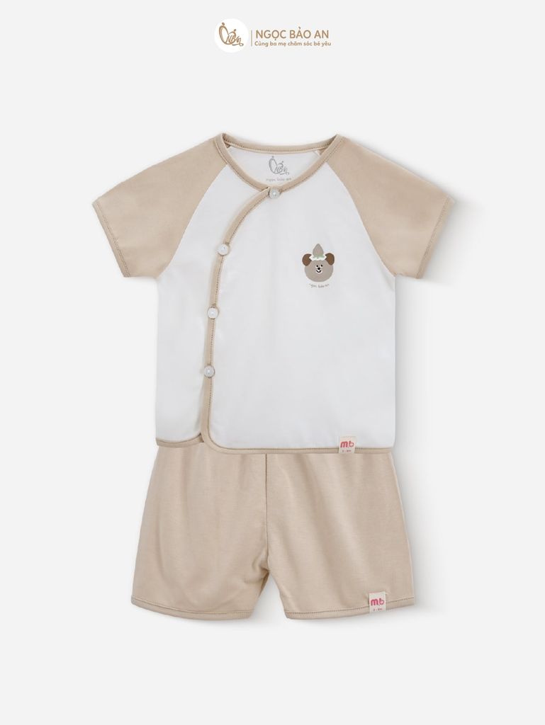 [M&B] Combo Sơ Sinh cotton M&B tone Nâu in hình họa tiết đầy đủ phụ kiện cho bé (Combo Sơ Sinh cotton 2025)