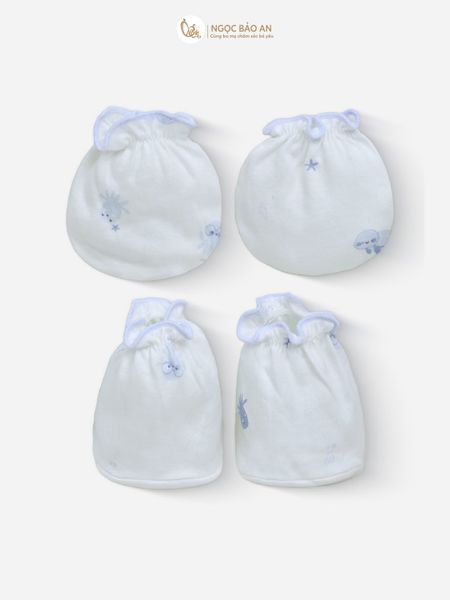 [M&B] Bộ bao tay chân cotton M&B sơ sinh họa tiết Rùa & Bạch Tuộc cho bé (Combo sơ sinh cotton 2025)