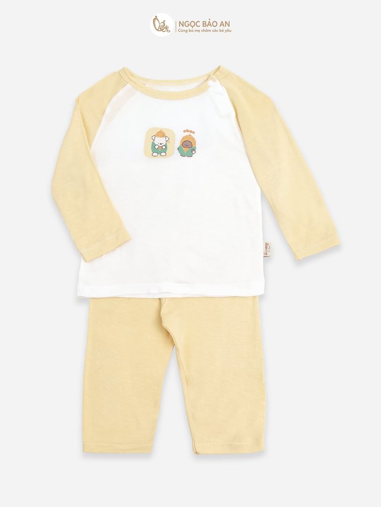 [HONEY] Bộ tay dài rayon 2c họa tiết dễ thương cho bé