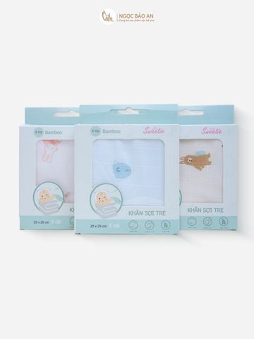 [M&B] Khăn Bamboo 4 lớp in hình M&B (25x25cm)