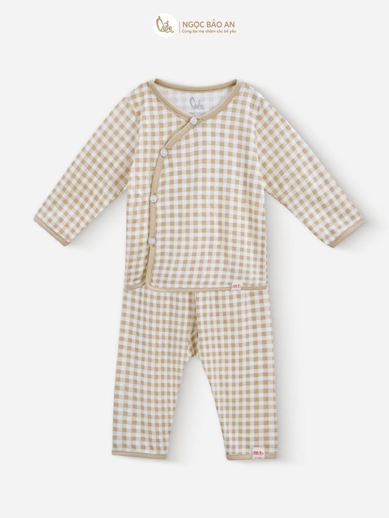 [M&B] Combo Sơ Sinh cotton M&B tone Nâu in hình họa tiết đầy đủ phụ kiện cho bé (Combo Sơ Sinh cotton 2025)