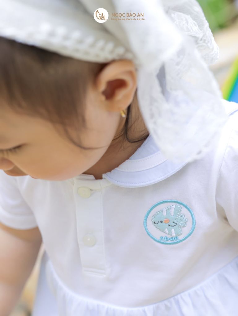 [M&B] Body đùi giả đầm xòe cotton bé gái cá xanh