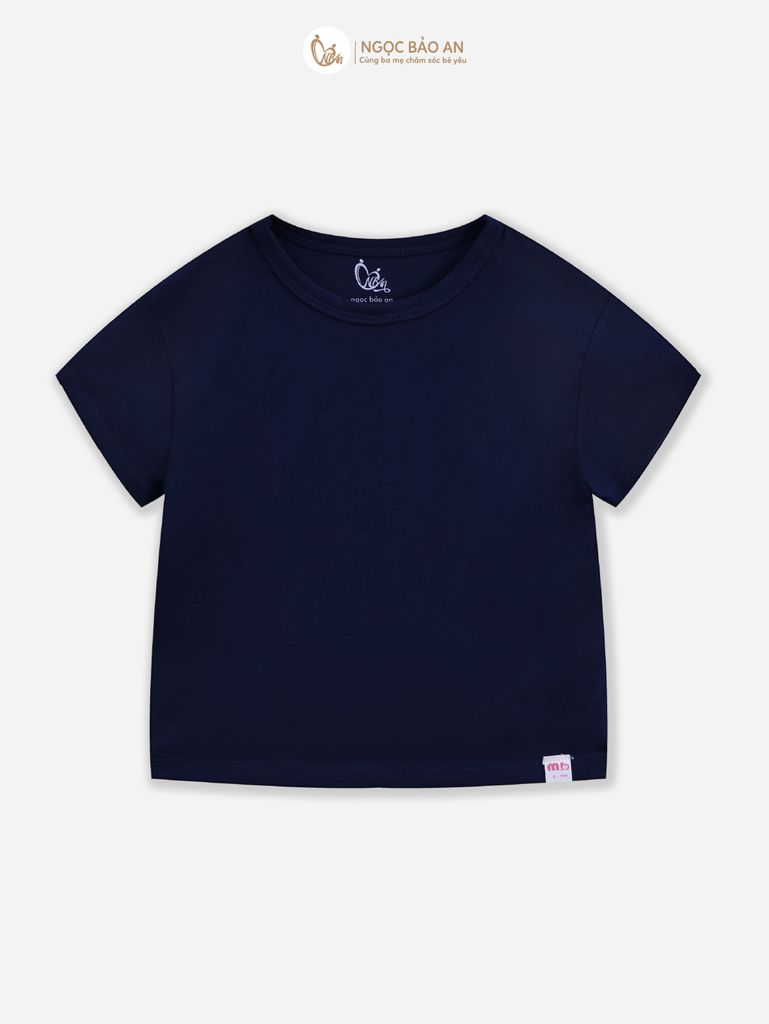[M&B] Áo thun trơn cotton tay ngắn xanh navy co giãn 4c từ 6 tháng đến 6 tuổi
