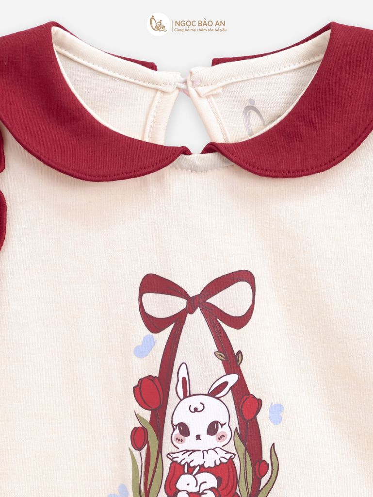 [M&B] BST THỎ MƠ: Set áo sát nách phối bèo quần ngắn bí cotton M&b cho bé gái (Swinging Bunny)