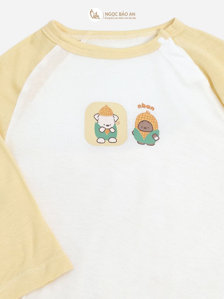 [HONEY] Bộ tay dài rayon 2c họa tiết dễ thương cho bé