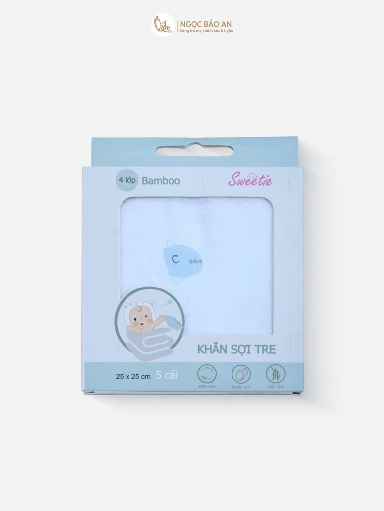 [M&B] Khăn Bamboo 4 lớp in hình M&B (25x25cm)