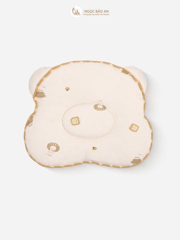 [M&B] Gối nằm cotton hình mặt gấu họa tiết gấu cooking vàng 24x27cm