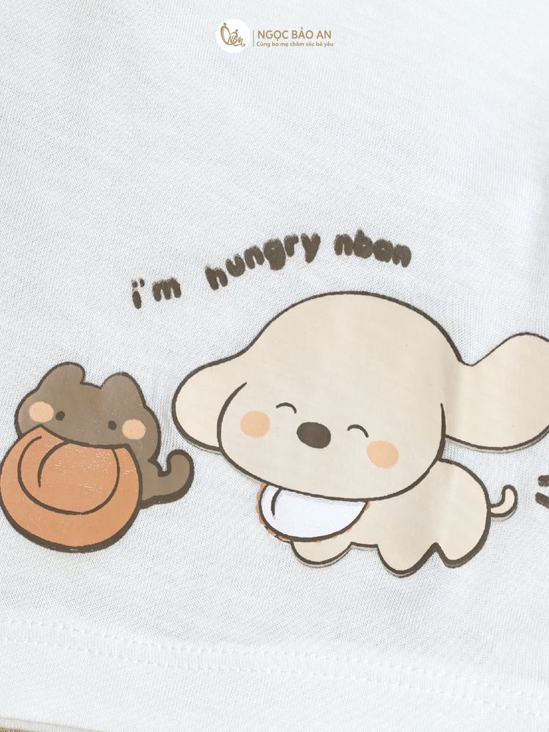 [HONEY] Bộ tay ngắn rayon 2 chiều cún hungry