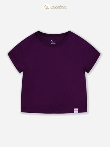 [M&B] Áo thun trơn cotton tay ngắn tím đậm co giãn 4 chiều cho bé từ 6 tháng đến 6 tuổi