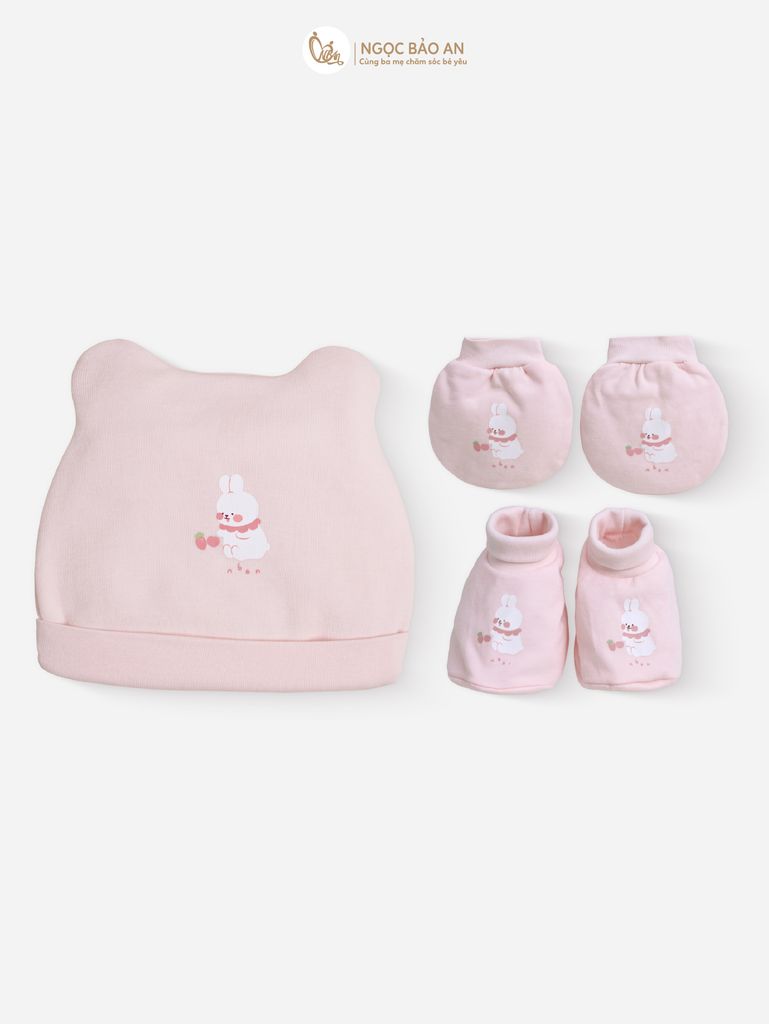 [M&B] Set nón bao tay chân bo sơ sinh cotton M&B in hình họa tiết (Combo sơ sinh cotton 2025)