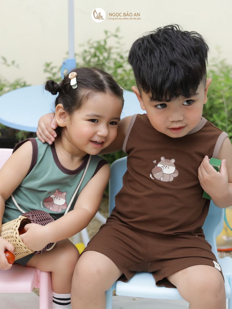 [NGỌC BẢO AN KIDS] Bộ sát nách thể thao cotton co giãn 4 chiều NBAn Kids cho bé (1-3 tuổi)