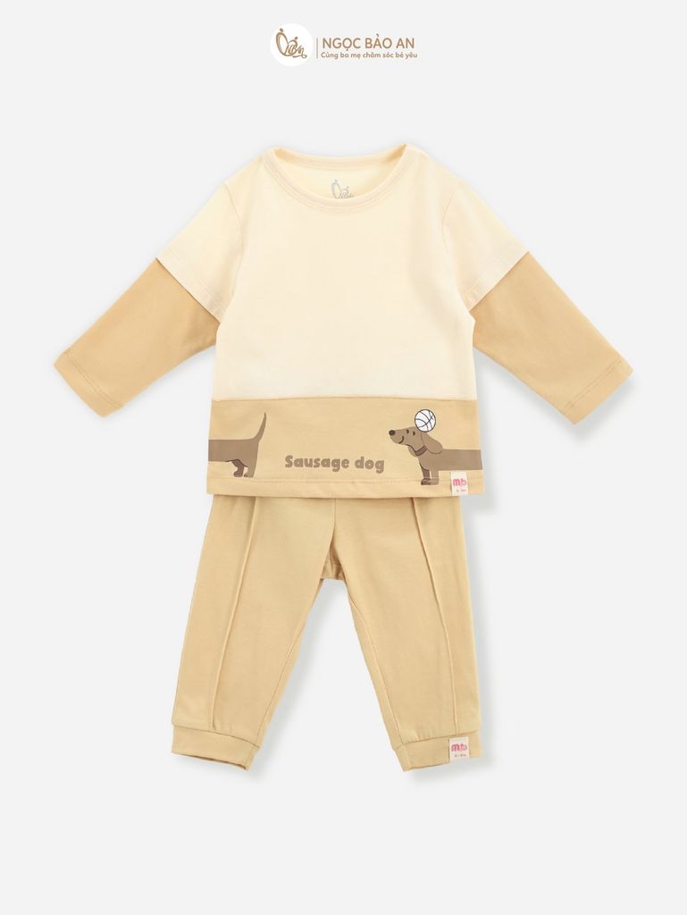 [M&B] BST CÚN: Bộ quần áo dài tay cotton M&B (Sausage Dog)