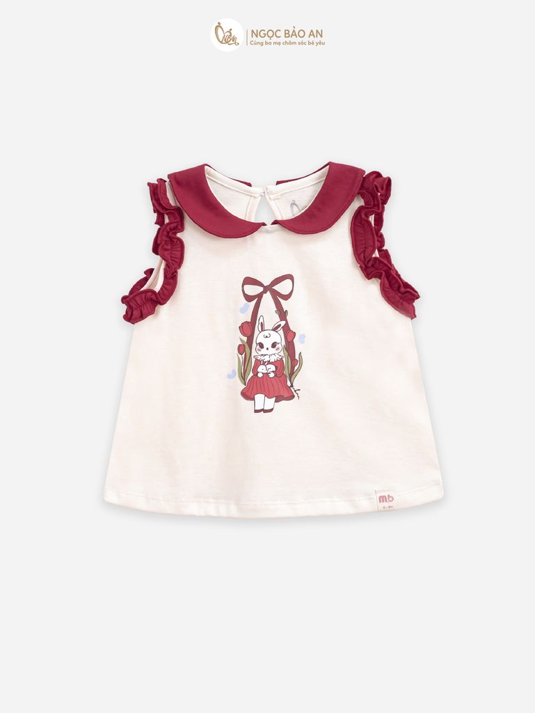 [M&B] BST THỎ MƠ: Set áo sát nách phối bèo quần ngắn bí cotton M&b cho bé gái (Swinging Bunny)
