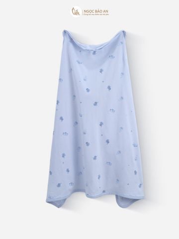 [M&B] Khăn choàng đa năng cotton họa tiết rùa & bạch tuộc xanh 85x100cm