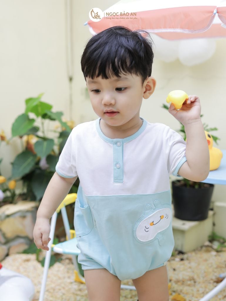 [M&B] Bodychip cotton tay ngắn cho bé cá xanh