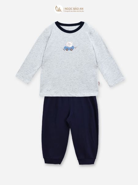 [HONEY] Bộ tay dài cotton xám co giãn 4 chiều cho bé (1-3 tuổi)