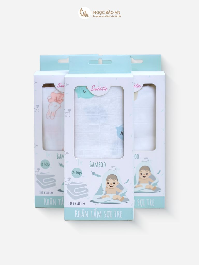 Khăn Bamboo 2 lớp in hình M&B (100x110cm)