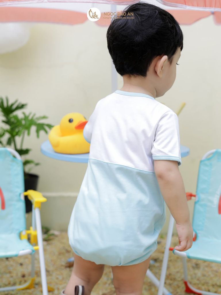 [M&B] Bodychip cotton tay ngắn cho bé cá xanh