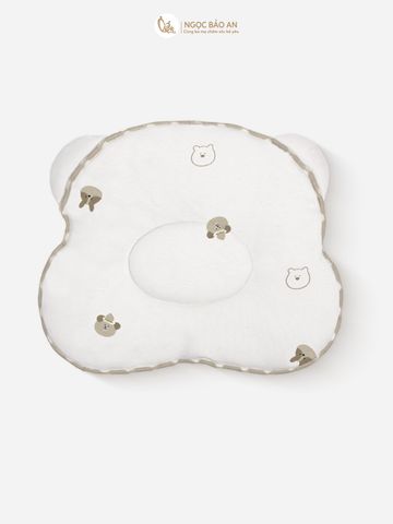 [M&B] Gối nằm cotton M&B hình mặt gấu in hình họa tiết cho bé sơ sinh 24x27cm (Combo Sơ Sinh Cotton 2025)