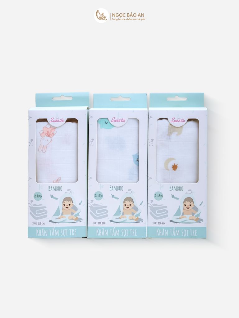 Khăn Bamboo 2 lớp in hình M&B (100x110cm)