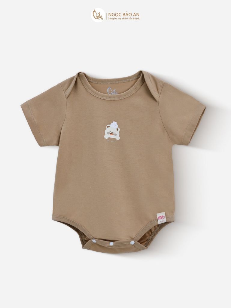 [M&B] Bodychip tay ngắn tone Nâu cotton M&B cho bé (Combo Sơ Sinh Cotton 2025)