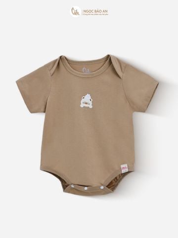 [M&B] Bodychip tay ngắn tone Nâu cotton M&B cho bé (Combo Sơ Sinh Cotton 2025)