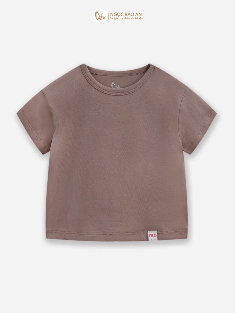 [M&B] Áo thun trơn cotton tay ngắn xanh nâu co giãn 4c từ 6 tháng đến 6 tuổi