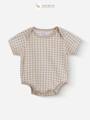 [M&B] Bodychip tay ngắn cotton caro nâu