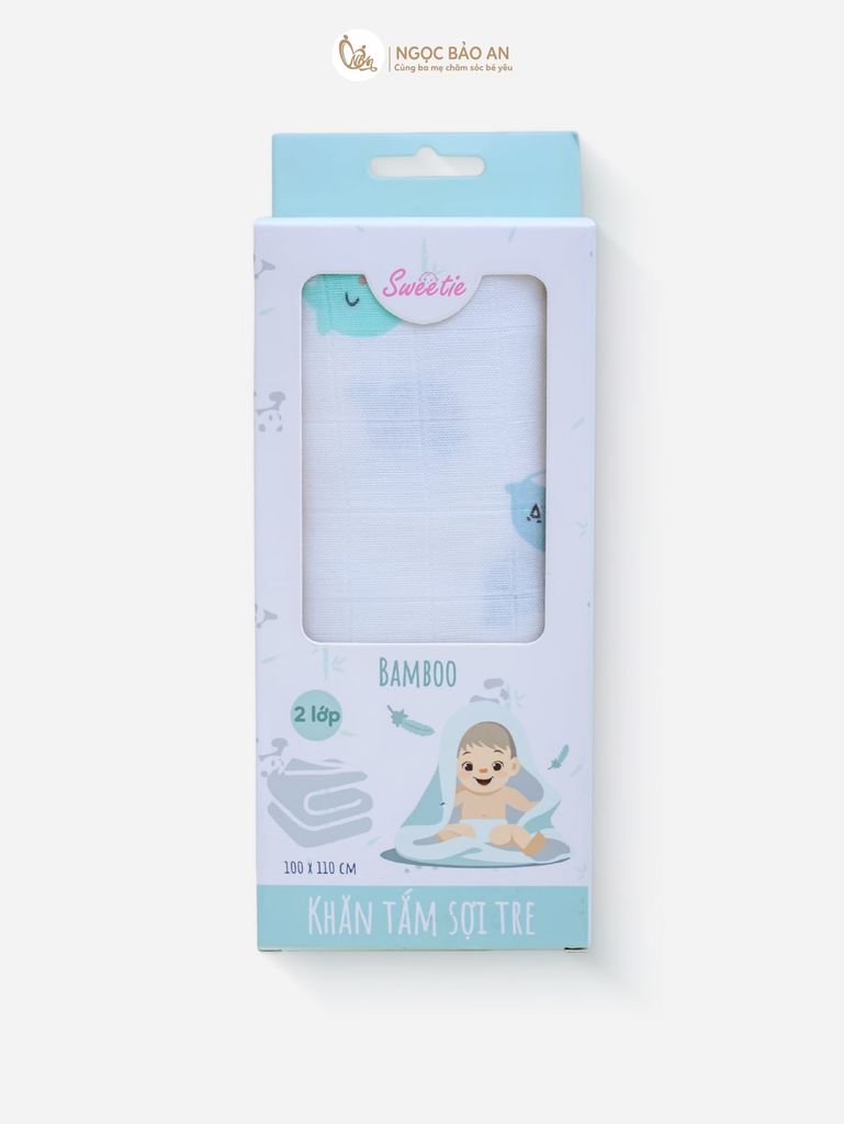 Khăn Bamboo 2 lớp in hình M&B (100x110cm)