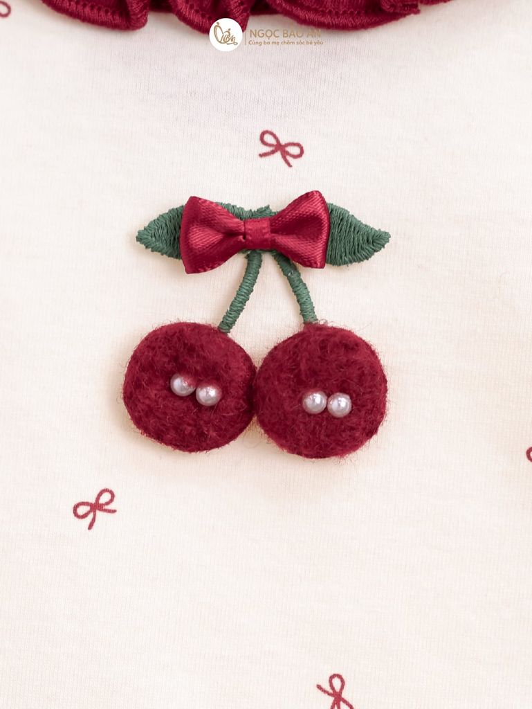 [M&B] BST THỎ MƠ: Set áo sát nách quần ngắn bí cotton M&b cho bé gái (Cherry)