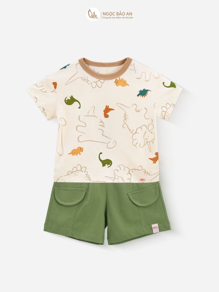 [M&B] BST DINO: Bộ ngắn bé trai M&B cotton (Dino Pack)