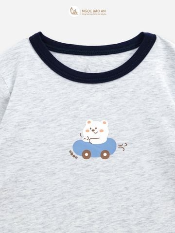 [HONEY] Bộ tay dài cotton xám co giãn 4 chiều cho bé (1-3 tuổi)